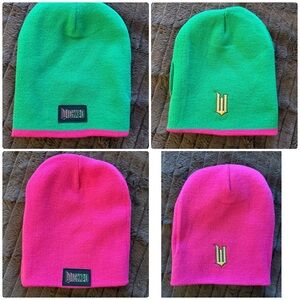 Wicked green and pink reversible knit cap OS